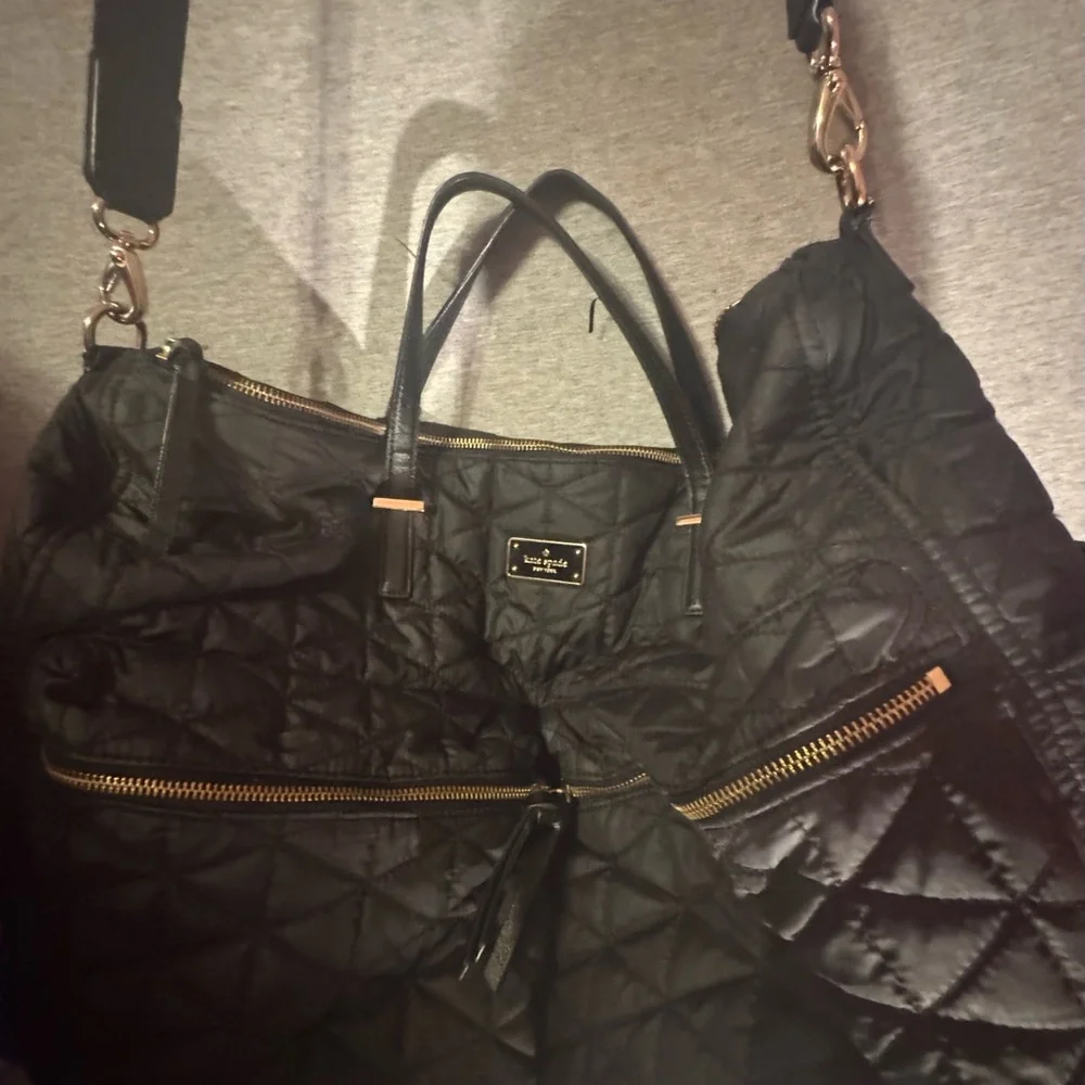 Kate Spade Black Quilted Large Duffel Women's Bag - Picture 2 of 5